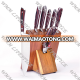 Beautiful design forged 3 rivets pakka wood handle 7pcs steel kitchen knife set with wooden holder